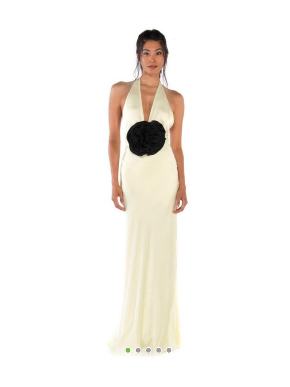 The Bar Halter Garyson Gown in Limoncello with Black Rosette